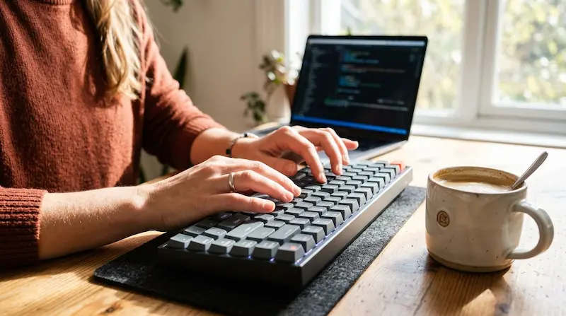 get in touch with what's on birstall - woman typing on a keyboard